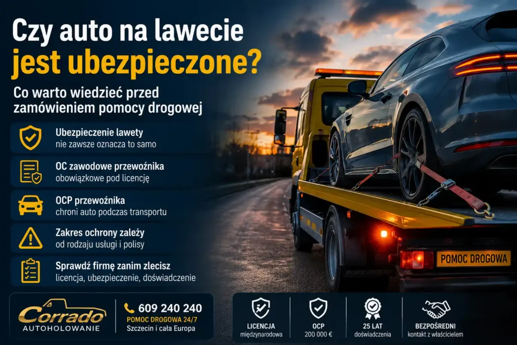 Czy auto na lawecie jest ubezpieczone – OC przewoźnika i transport auta lawetą
