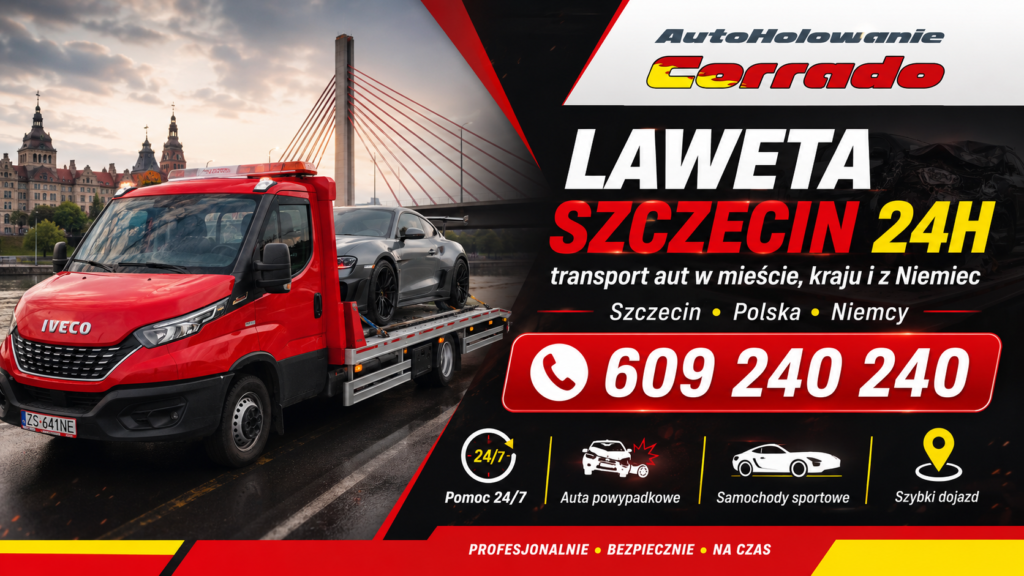 Laweta Szczecin 24h – transport aut w mieście, kraju i z Niemiec