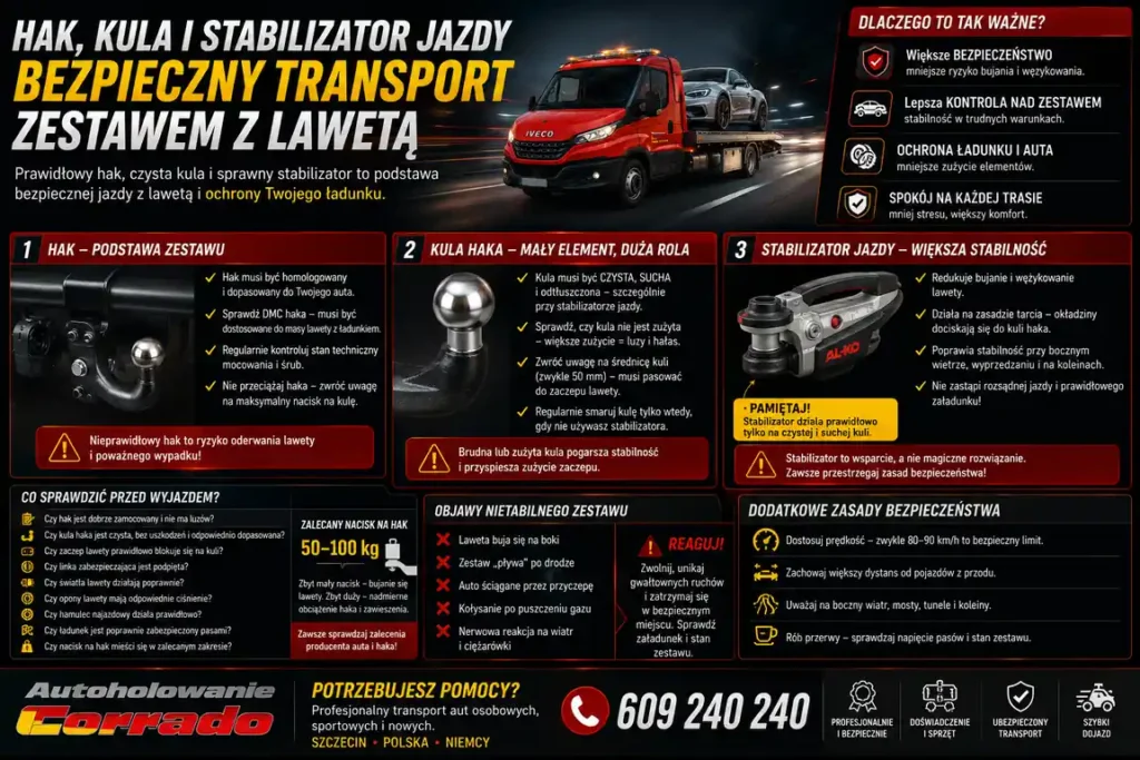 Ciągnięcie lawety – hak, kula i stabilizator jazdy