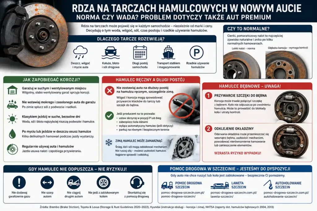 Rdza na tarczach hamulcowych w nowym aucie – przyczyny, zapobieganie i zablokowany hamulec