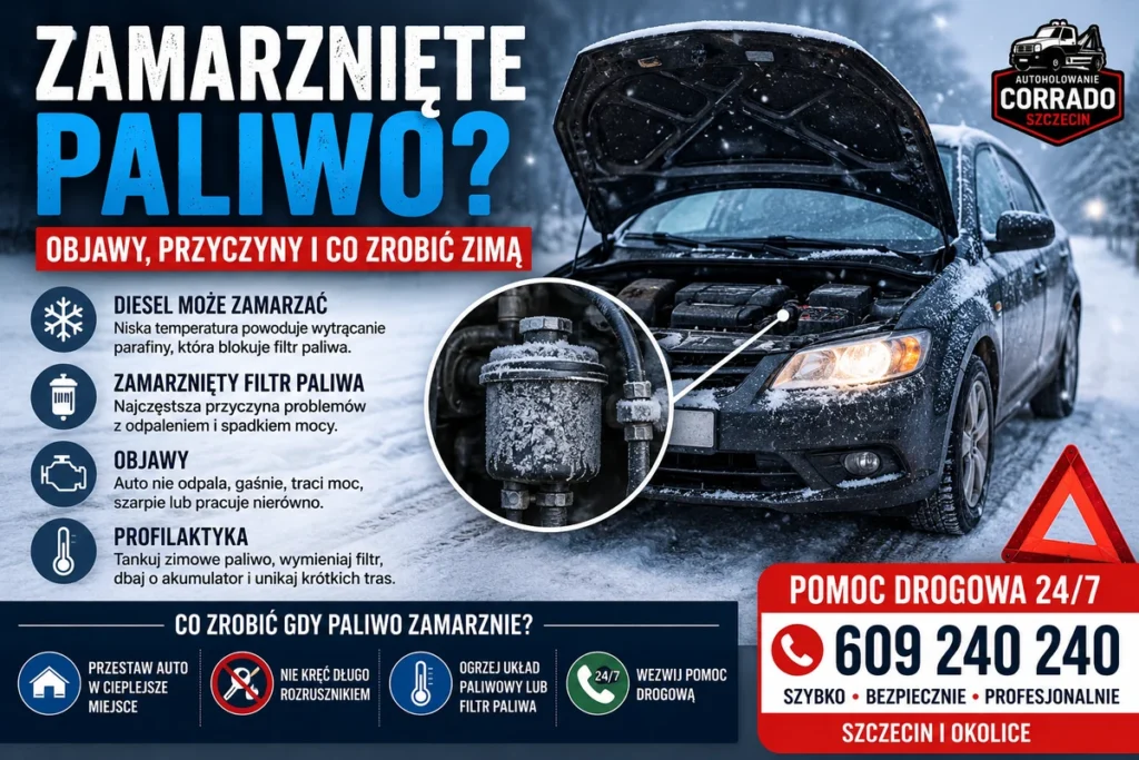 Czy diesel zamarza zimą – zamarznięte paliwo i pomoc drogowa Szczecin